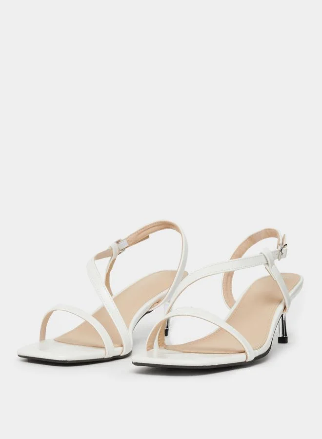 Styli Women White Strappy Stiletto Heel Sandals